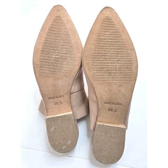 Free People Sienna Mules Size 6 -6.5 (36.5) Leather Ruffle Slides Pointy Pink - Picture 6 of 10